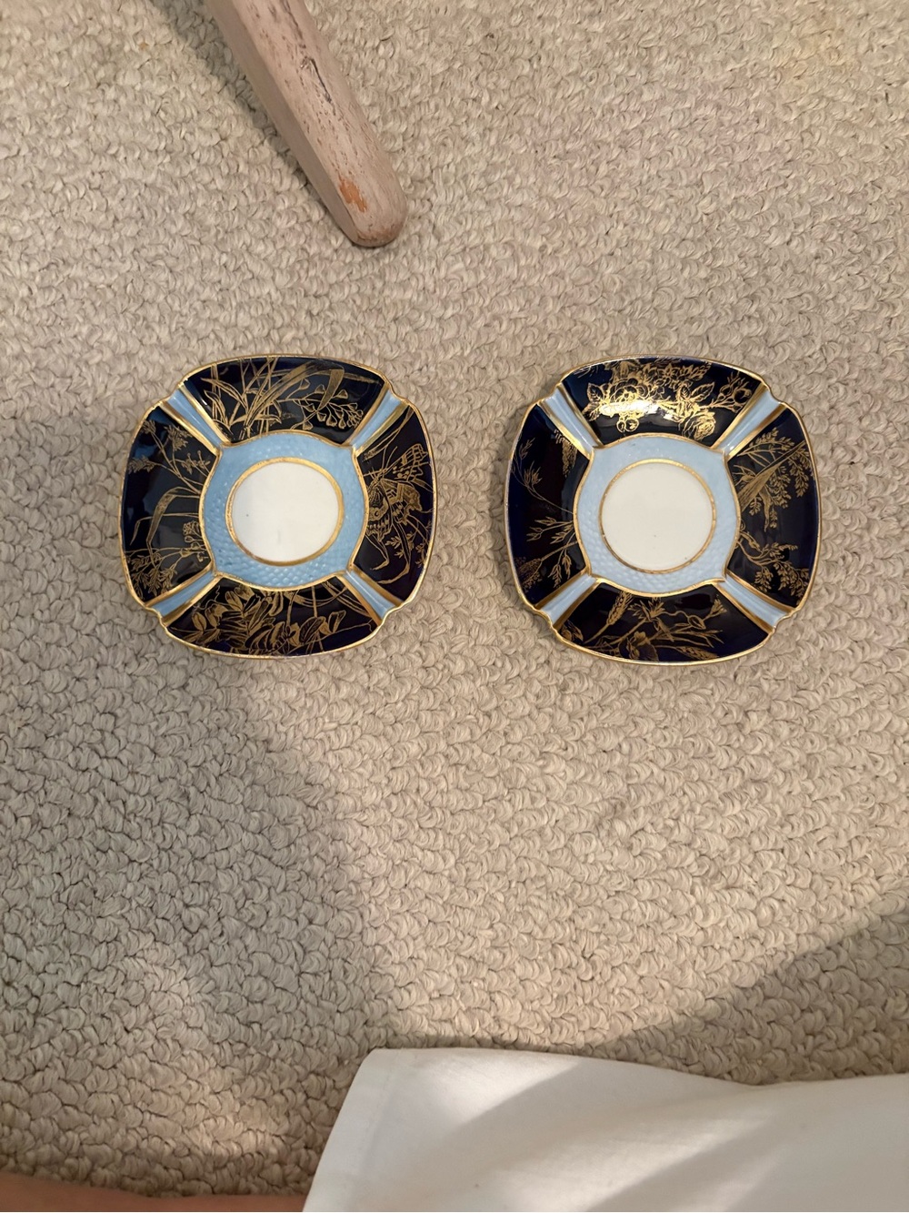 Copeland Set of 2 Vintage Dark Blue and Gold Decorative Small Plates yummy